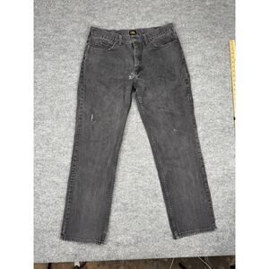Vintage Lee Jeans 36x32 Black Denim Straight Fit
